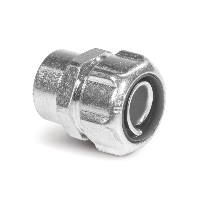 T&B 5273 Straight Female Hub Adapter, 3/4 in Trade, Steel, Chromate Coated/Electro-Zinc Plated